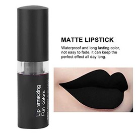Lápiz Negro Labial Mate, Lápiz Labial Mate de Larga Duración para Mujer, Maquillaje Retro, Brillo de Labios de Halloween