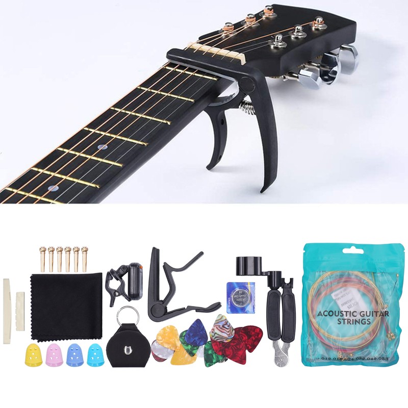 50Pcs Guitar Accessories Kit Strings Picks Capo Finger Cot Tuner