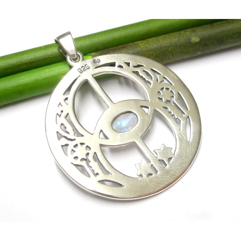 Silver Moonstone Pendant "Avalon" Design Made of Sterling Silver with