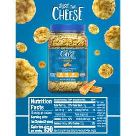 Just the Cheese Minis - Grilled Cheese Inspired Blend, 10 oz Jar, High Protein Baked Keto Snack, Gluten-Free, Low Carb, No Sugar