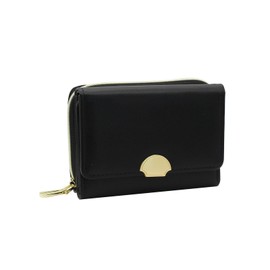 AdiStylinno Women's Small Multifunctional PU Leather Wallet with Coin Pocket, Fashion, Short Format, Small Purse, Large Capacity Wallet with Multiple Card Slots, black, Minimalist