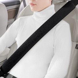 LACDL Extra Long Seatbelt Cover Super Soft Furry for Adults Kids Women & Men, Thick Plush Full Car Seat Belt Strap Cushion, Fluffy Shoulder Pad Protector, Auto Interior Accessories, 1pc, Black, 29.5in