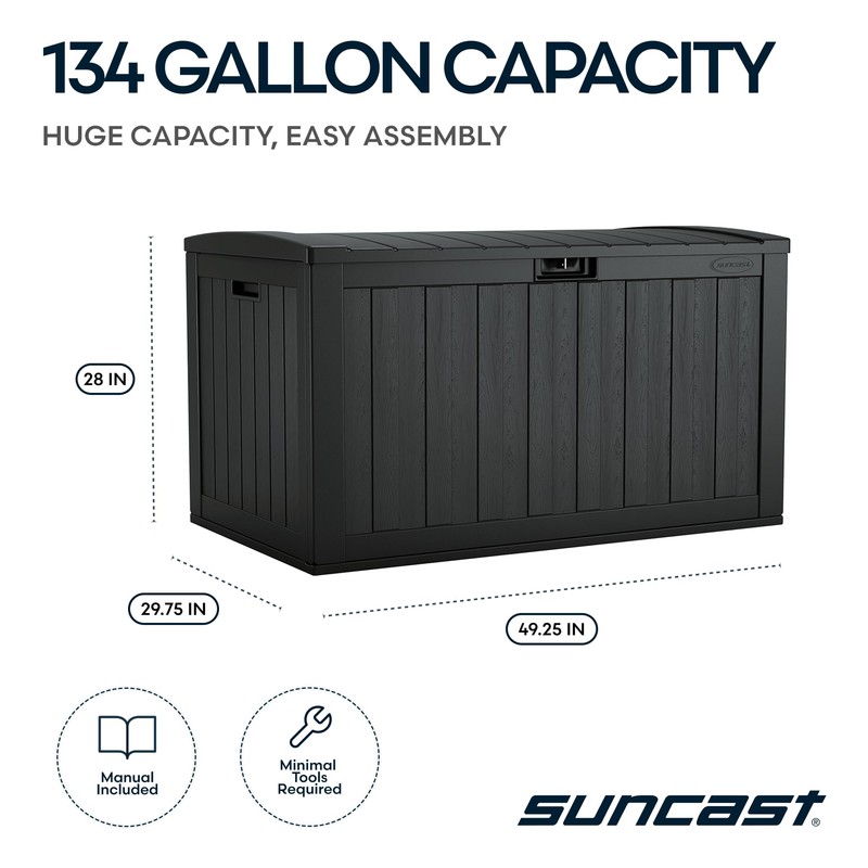 Suncast 134-Gal. Waterproof Resin Extra-Large Outdoor Patio Deck Box with