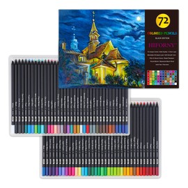 HIFORNY Premium Black Edition Colored Pencils for Adults Coloring – 72 Coloring Pencils with Smooth Pigments,Artists Soft Core,Drawing Pencils Art Supplies for Adults Beginners
