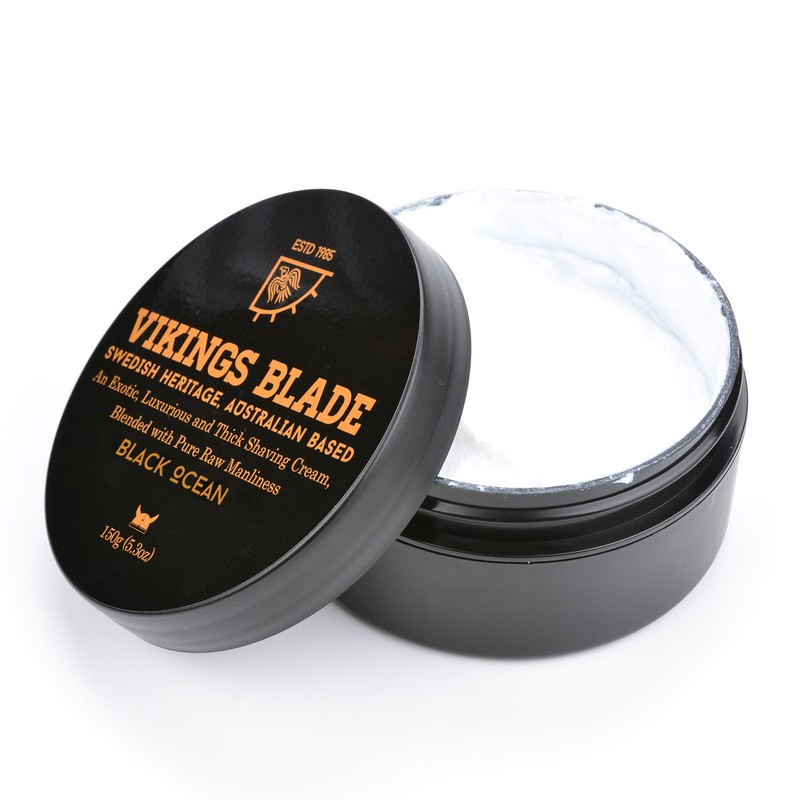 VIKINGS BLADE Luxury Shaving Cream, Black Ocean Scent, Silky Buttery