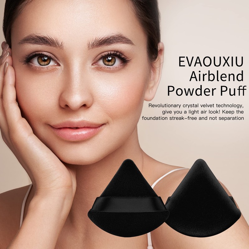 2 Pcs EVAOUXIU Triangle Powder Puff for Face Powder, Soft