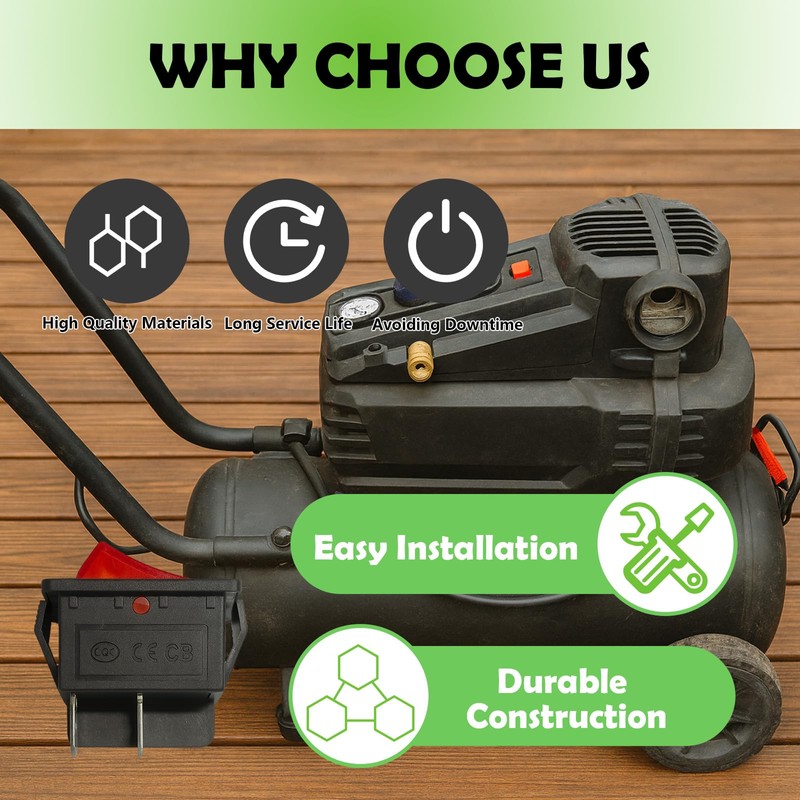 15A/30A 250V Air Compressor Switch 4-pin 2-Position with Light,Compatible with