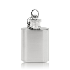 Mini Hip Flask Keyring • Black Silver Green • Stainless Steel Hip Flask Small 1 oz (30 ml) • Funny Gifts for Men • Gift Men • Advent Calendar Men • Mini Gifts (Silver)