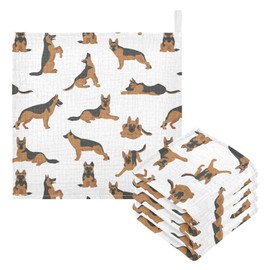 vvfelixl Baby Cotton Washcloths German Shepherd Dogs Infants Bath Towel for Unisex Face Towels for Newborn, Natural Baby Wipes Delicate Skin, 11.8 X 11.8 inch, one sizex3