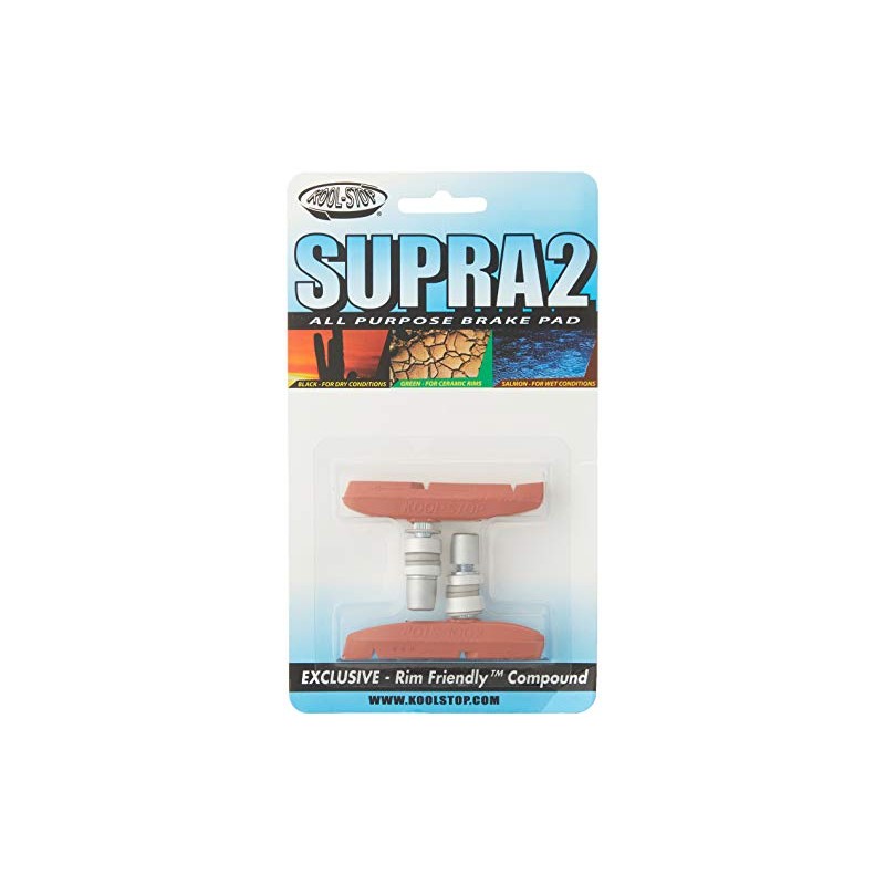 Kool Stop Supra 2 Bicycle Brake Shoes, Threaded, Salmon