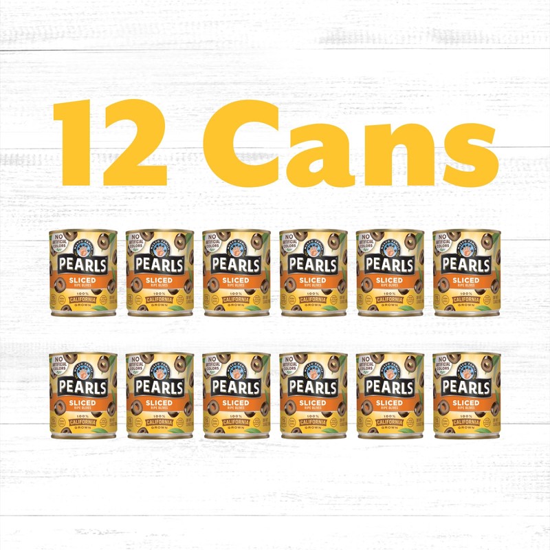 Pearls Sliced Ripe Olives, Pack of 12, 3.8 oz Cans