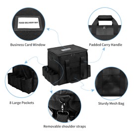 amzoya Insulated Food Delivery Bag with 8 Cup Holder,removable partition plateThermal Cold/Hot Separation，for Beverages, Parties, Grocery, Food Transport Hot &Cooler Bags