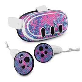 MightySkins Carbon Fiber Skin Compatible with Meta Quest 3 - Vibrant Splatter | Protective, Durable Textured Carbon Fiber Finish | Easy to Apply
