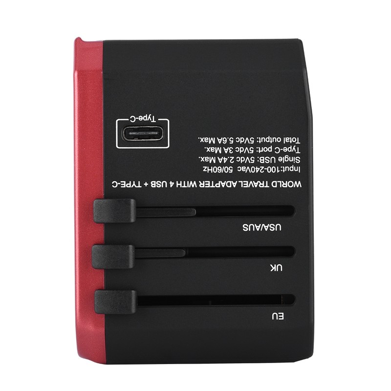 Universal Travel Adapter Plug 4 USB Ports Type C Sockets