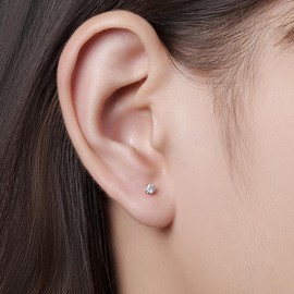 limerencia Hypoallergenic G23 Implant Grade Titanium Flat Back Earrings Double Sided Star/Heart Screw Back Stud Earrings with Cubic Zircinia for Women Men (Heart Golden,3mm)