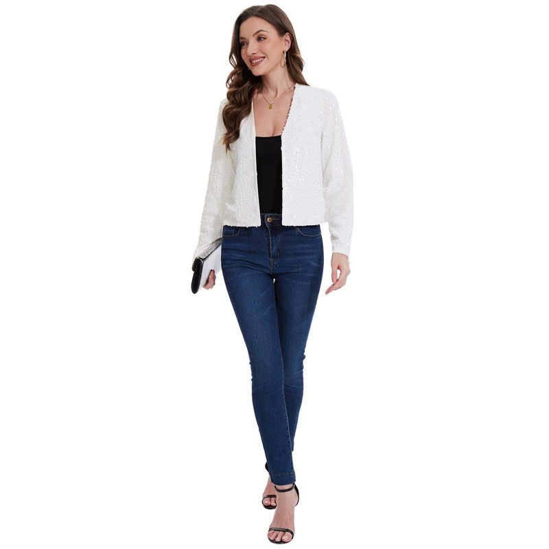 MINTLIMIT Women's Sequin Cardigan Short Open Front Cardigan Long Sleeve