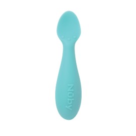 Nuby Silicone Mini 2 Pack Spoons, Baby Led Weaning, 4+m, BPA Free, Aqua