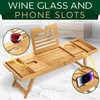 SereneLife Bath Caddy Breakfast Tray Combo - Natural Bamboo Wood