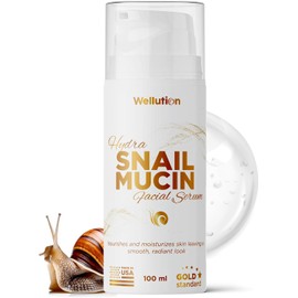Suero de mucina de caracol Wellution con ácido hialurónico y aloe vera, 3,4 oz, hidratante y reparador, suero avanzado de mucina de caracol