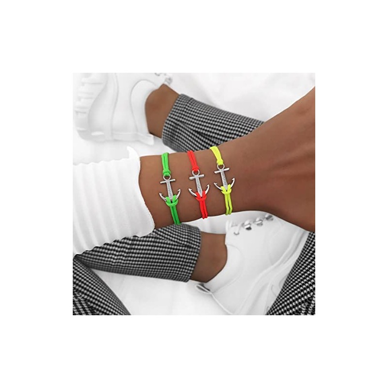 SAILBRACE Bracelet Neon Yellow Anchor Silver, Nylon