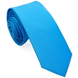 ZENXUS Solid Skinny Ties for Men, 2.5 inch Slim Cyan Blue Necktie