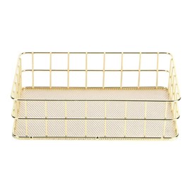 Metal Basket, Gold Storage Basket, Metal Wire Baskets, All-Purpose Basket, Rectangular Metal Basket, Narrow Small Storage Basket, Bathroom Basket, Counter Organiser Basket for Desktop Fruit, Kitchen
