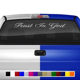Sticky Creations Trust in God Decal Sticker Windshield Window Vinyl Graphic Banner Rear Back Car Truck SUV Vehicle Christian Faith Quote Bible 36"x4.25"+ (Font-Altogscr)