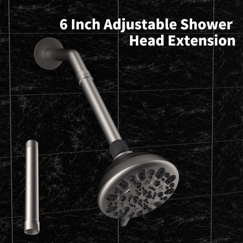 iFealClear Shower Arm Extension, 6 Inch Solid Brass Shower Head