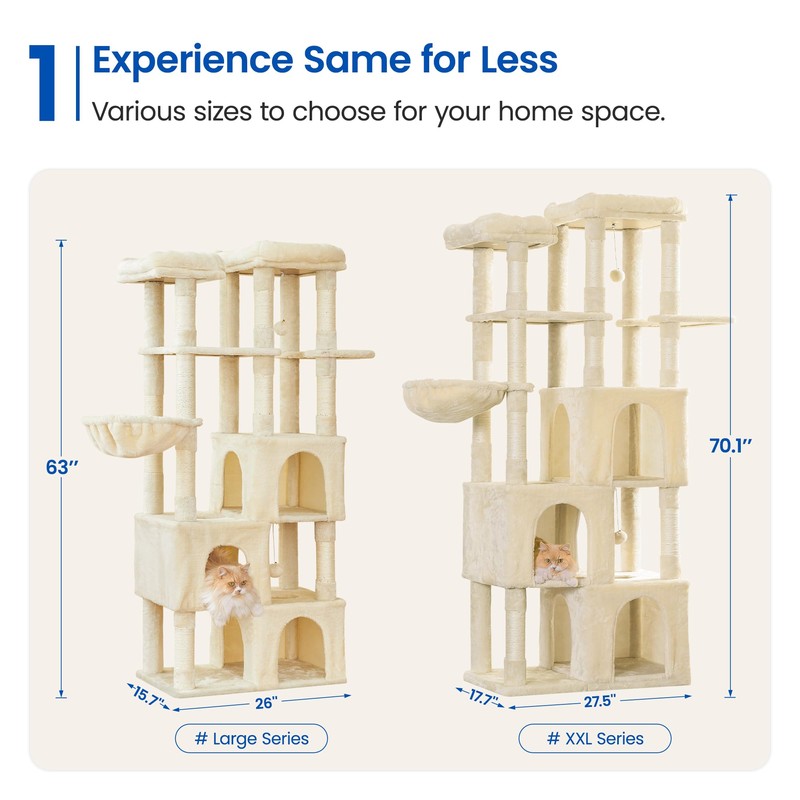 MWPO Large Cat Tree for Indoor Cats, 63-inch Cat Tower