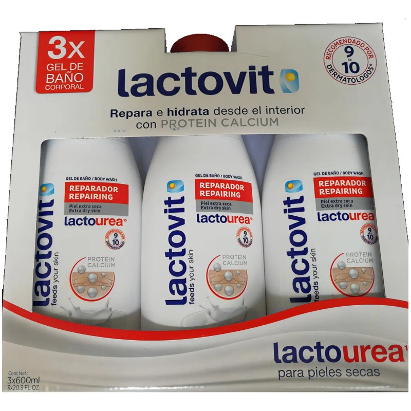 Gel De Baño Corporal Lactovit 600 Ml / 3 Piezas