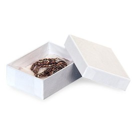 Pack of 100, Solid 3.75 X 2.5 X 1 White Swirl Jewelry Box w/Non-Tarnish Cotton for Small Items Such As Earrings Or Large Items Such As Silverware