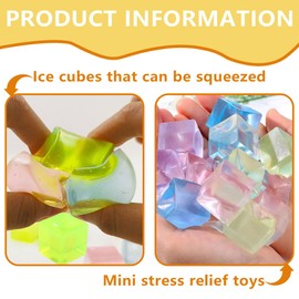 10 Pcs Mini Ice Cube Squeeze Toys Stress Relief Sensory Balls Toys Cute Ransparent Cube Sensory Toys for Adult( (Random Color)