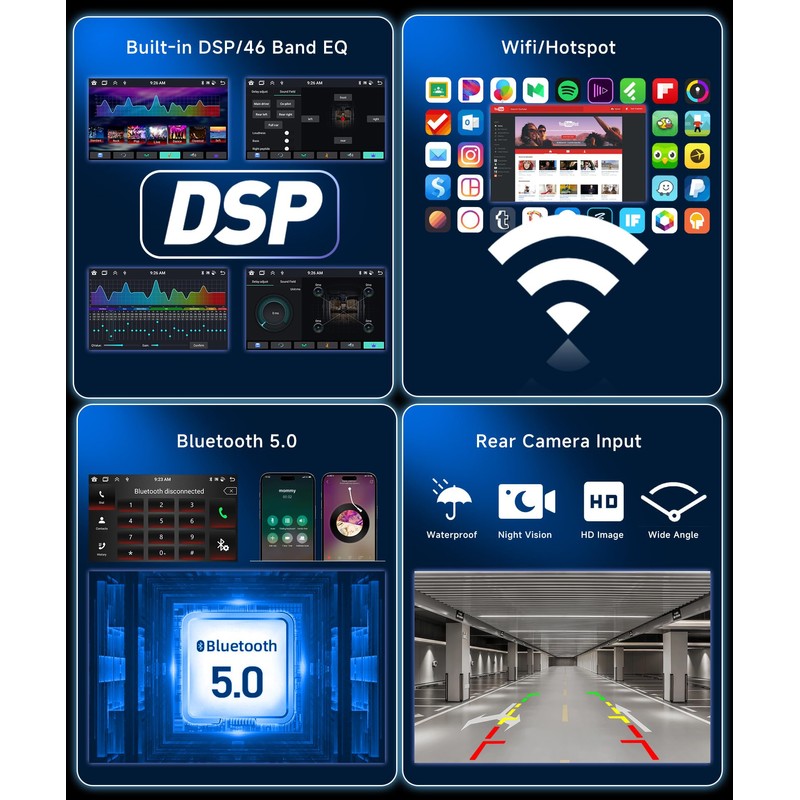 Hi-Res DSP 46EQ 8Core 4G 64G Double Din Car Stereo