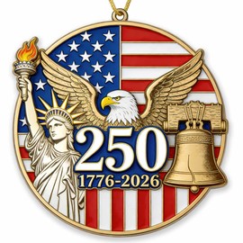 250 Years of America Semiquincentennial Ornament, 2D Acrylic 1776-2026 Patriotic Anniversary Decor, US Independence Day Commemorative Gift/July 4/Veterans Day, Exchange Keepsake