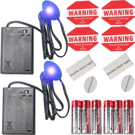 Fake Car Alarm, Dummy Car Alarm,(Batteries Included) Red LED Light Simulate Imitation Security System, Warning Anti-Theft Flash Blinking Lamp,Blue Light (Blue Light-2 Pack)