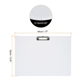 PATIKIL 17 x 12.6 Inch Clipboard Landscape, A3 PP Plastic Office Clipboards Low Profile Clip for Office Drawing Sketching, White