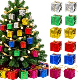 Aixiasen 24Pcs Mini Christmas Tree Ornaments,Small Hanging Gift Box Decor