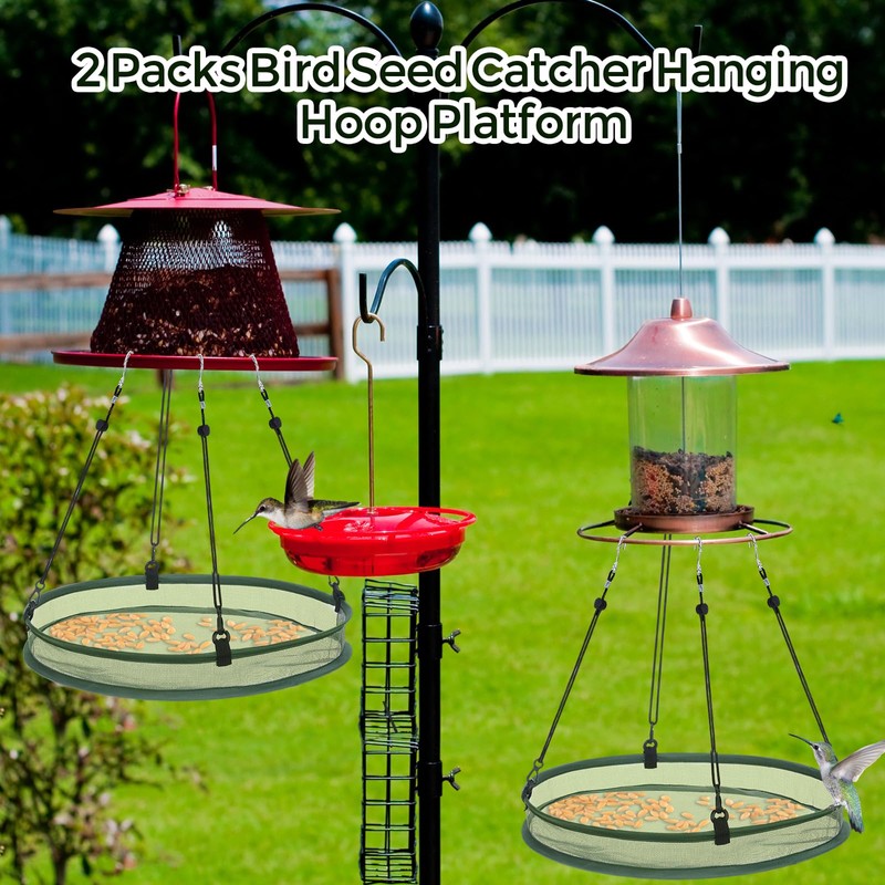 FoldTier 2 Pieces Universal Wild Bird Seed Catcher Hanging Hoop