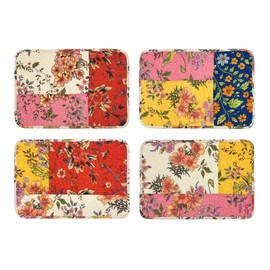 ART Pinecone Patchwork Floral Placemats Set of 4 – Handmade Cotton Table Mats, 13x19 Inches, Vintage Botanical Design for Farmhouse, Rustic Dining Table Decor (4, Patchwork Floral Original)