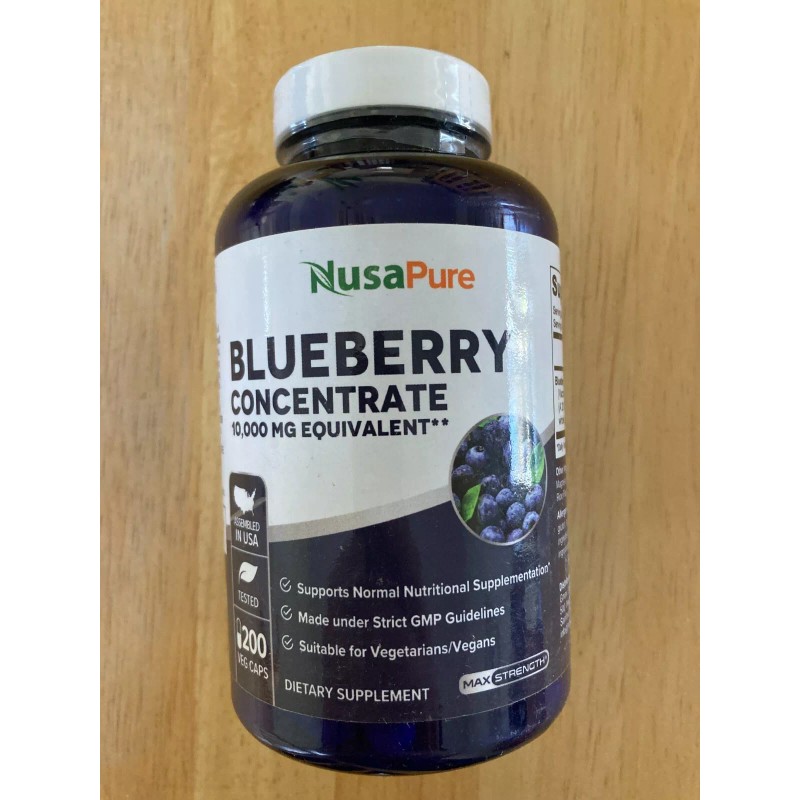 NusaPure Blueberry Concentrate 10000mg -200 Veggie Powder Caps Non-GMO 500mg