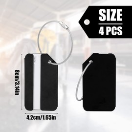 Pack of 4 Luggage Tags Metal, Luggage Tag Suitcase Tag with Address Label Luggage Address Tag to Prevent Losing Luggage Suitcase Travel Bags (Black, Silver)