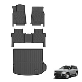 for Jeep Grand Cherokee Floor Mats 2022-2025 | fit for 5-Seat Models,Include WK74,4XE | All Weather | TPE Floor Rubber Liners Cargo Liner | Non-Slip | Not fit for L,WK,WL75 or 4XE Electric car
