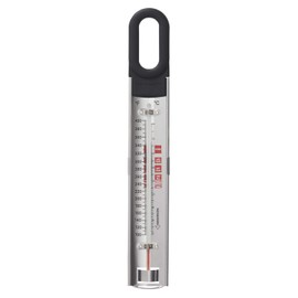 KitchenAid KQ907 Curved Stainless Steel Paddle Style Candy and Deep Fry Thermometer with pan clip, TEMPERATURE RANGE: 100F to 400F, Black