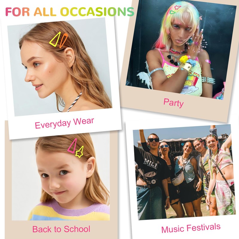 Neon Accessories Snap Hair Clips for Women Girls 20Pcs 5