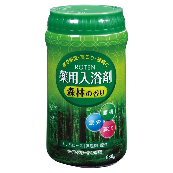 Fuso Chemical ROTEN Medicinal Bath Agent, Woodland Scent (Bottle), 23.1 oz (680 g), Green, Approx. Width 3.3 x Depth 3.3 x Height 6.3 inches (8.5 x 8.5 x 16 cm)
