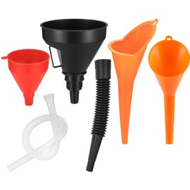 HexinYigjly 4 Pcs Automotive Funnels Set, Wide Mouth Fuel Funnels, Plastic Long Neck Oil Funnels, Flexible Right Angle Funnels, with Detachable Spout and Filter for Water/Gasoline/Coolant/Engine Oil