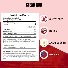 Pork Barrel BBQ Steak Spice Rub | Premium All-Purpose Seasoning, No MSG, Gluten-Free, Zero Calorie | Grill Seasoning for Beef, Steak, Burgers, Pork, and Chicken, 4.5 oz