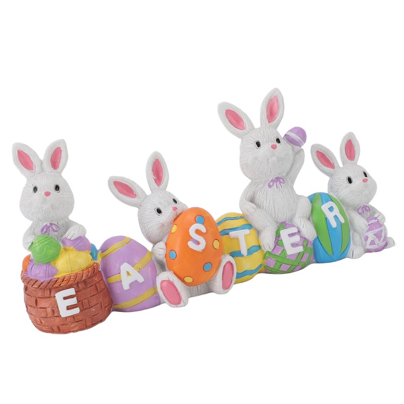 Easter Rabbit Decoration Multipurpose Vivid Cute Hand Painted Resin Rabbit