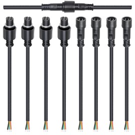 wecan 4 Pin Waterproof Cable Connector Kit 20AWG 28cm Male/Female with Tinned Connector for Waterproof Cable Connectors (Set of 4, Black)