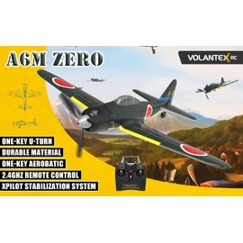 Fremego RC Plane VOLANTEX A6M Zero Fighter 2.4G 4CH Romote Control Airplane with 6-Axis Gyro Stabilizer Aerobatic 2 Batteries